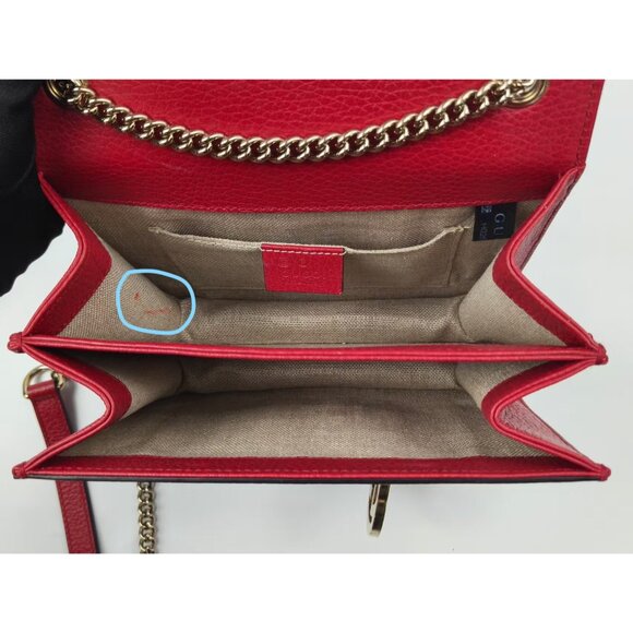 Pre-owned Gucci Dollar Calfskin Interlocking G Small Shoulder/Crossbody Bag Red - Picture 14 of 14